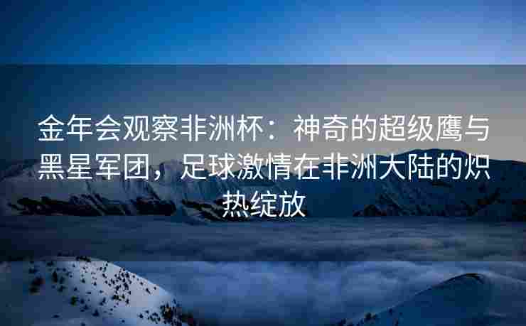 金年会观察非洲杯：神奇的超级鹰与黑星军团，足球激情在非洲大陆的炽热绽放